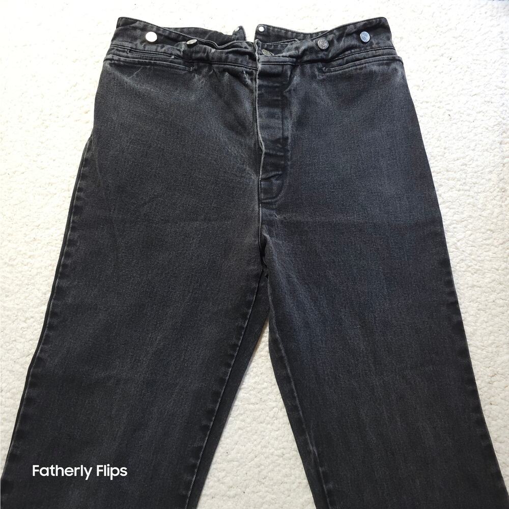 WAH Makers Black Cinch Back Jeans 36 Button Fly Old West Vintage Victorian Denim